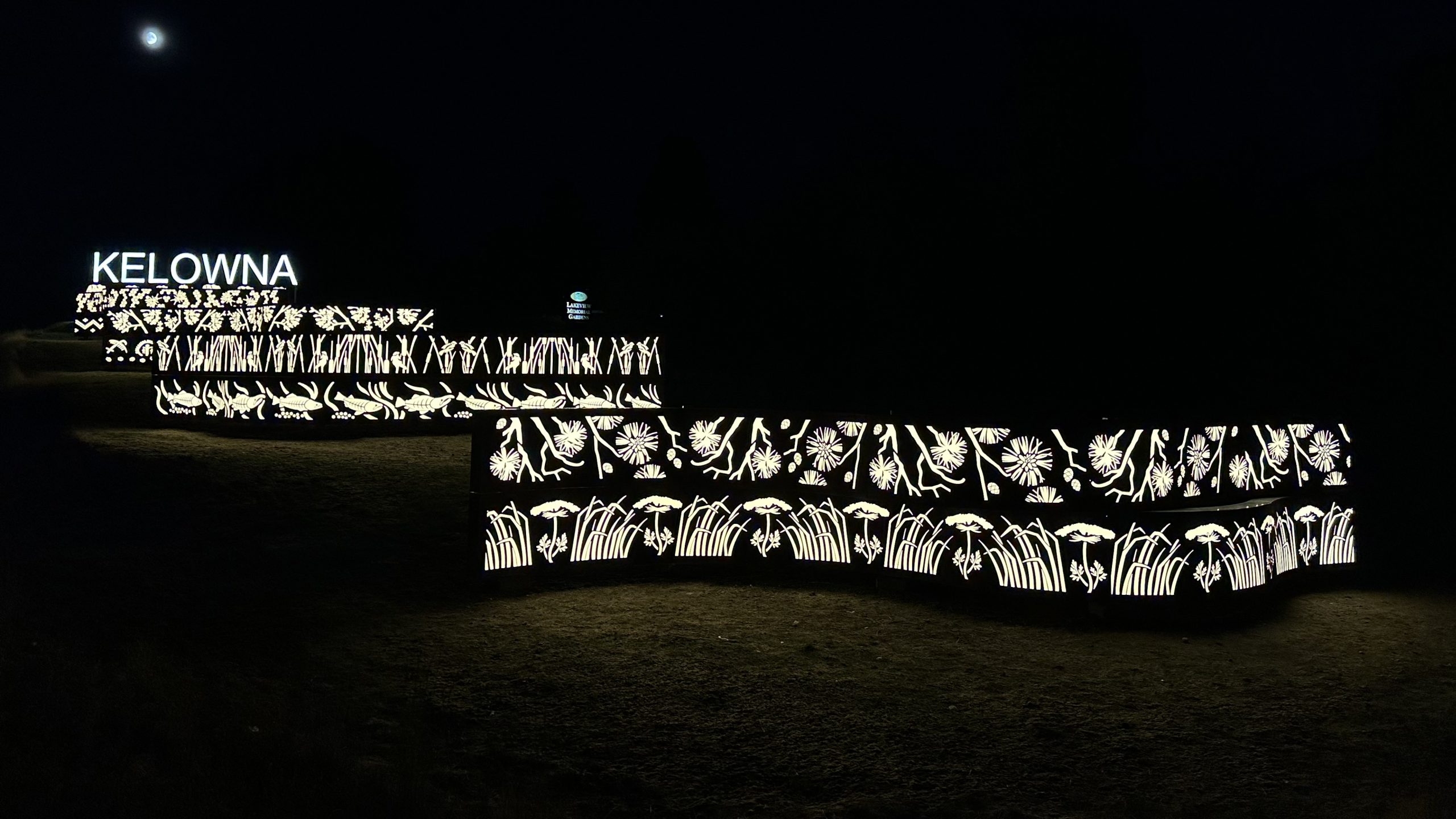 Kelowna North Entry Monument by Night